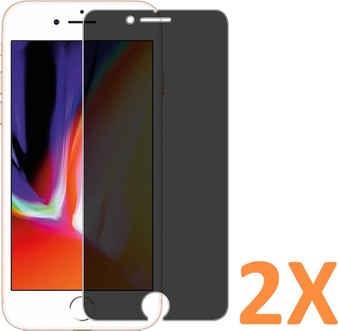 Screenprotector Glas - Privacy Tempered Glass Screen Protector Anti-Spy - 2x Geschikt voor: Apple iPhone 7 Plus / 8 Plus