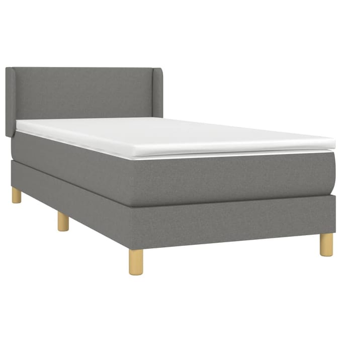 vidaXL - Boxspring - met - matras - stof - donkergrijs - 90x200 - cm