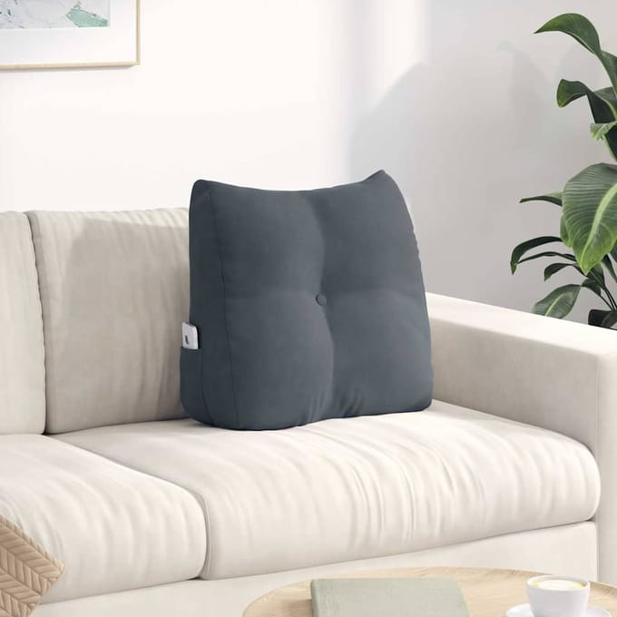 vidaXL - Rugkussen - Donkergrijs - 45 - x - 24 - x - 50 - cm - Fluweel
