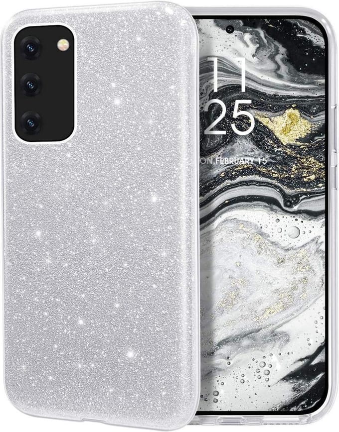 HB Hoesje Geschikt voor Samsung Galaxy A02S - Zilver - Glitter Back Cover