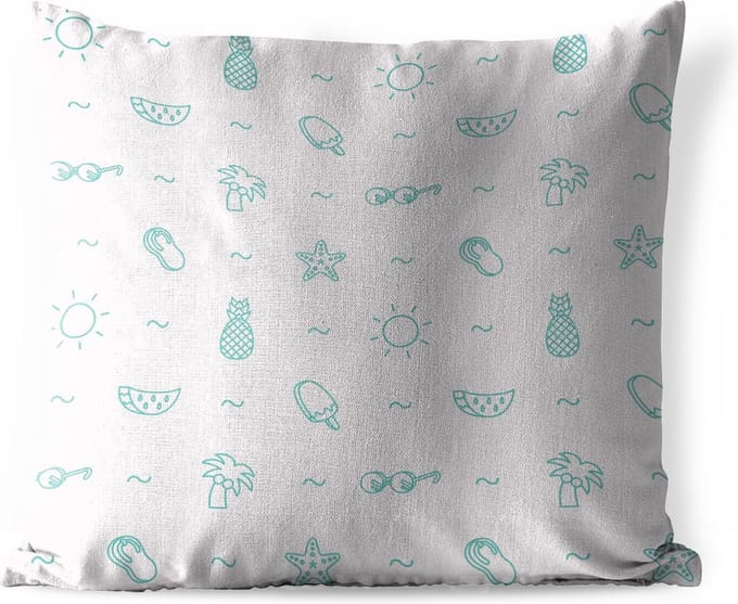 Buitenkussen - Zomer - Symbolen - Roze - 45x45 cm - Weerbestendig