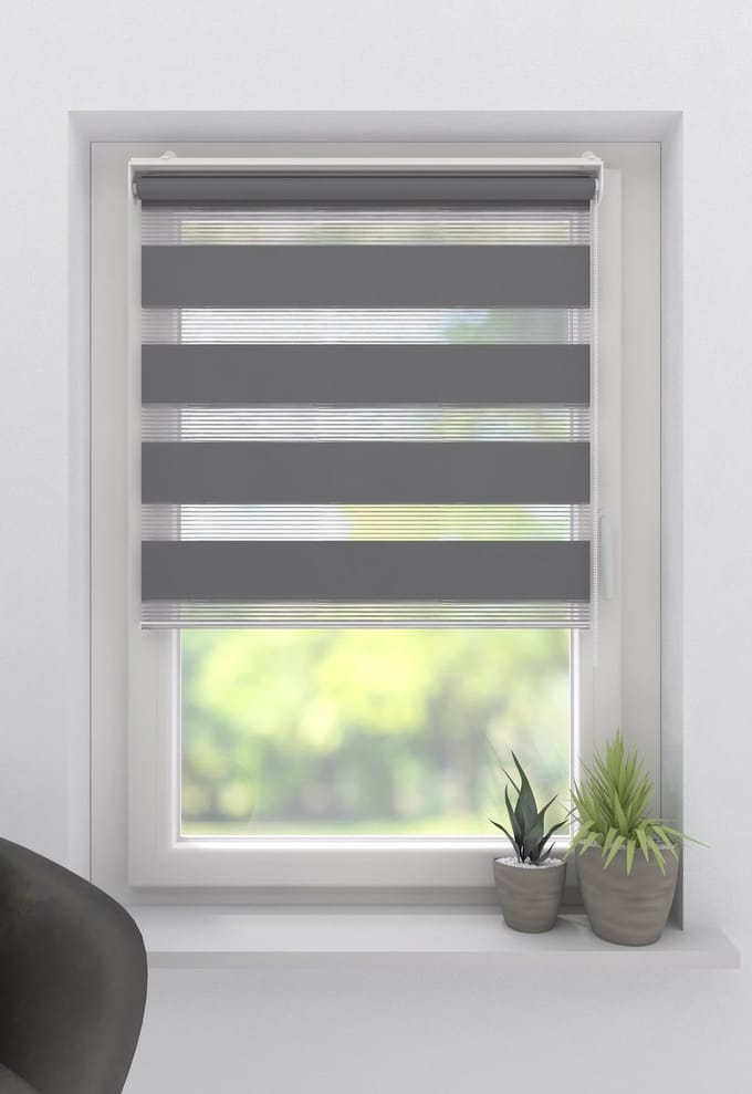 Duo Rolgordijn Splendid Open - Lichtdoorlatend - Grey - 45x180