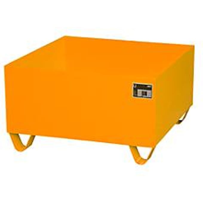 Stalen lekbak zonder rooster, 800 x 800 mm, oranje RAL 2000