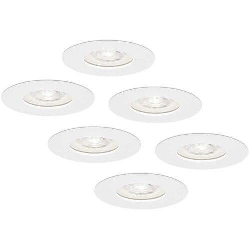 HOFTRONIC Set van 6 Bari LED inbouwspots extra plat 58mm - 3,8W 270lm - GU10 LED Module - 6000K daglicht wit - Dimbaar - Rond - IP65 waterdicht - Wit