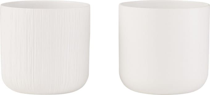 J-Line bloempot Gen - keramiek - wit - large - 2 stuks - Ø 18.5 cm