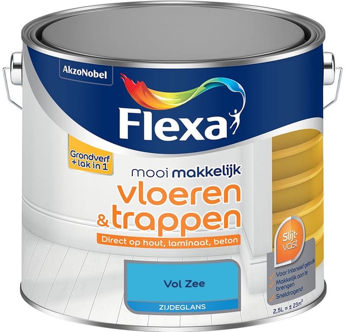 Flexa - Mooi Makkelijk Vloeren & Trappen Zijdeglans - Vol Zee - Mengverf - 2,5 L
