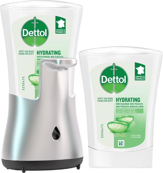 Dettol - Automatische Zeepdispenser No Touch & 2x250ml Handzeep No Touch Navulling - Aloe Vera