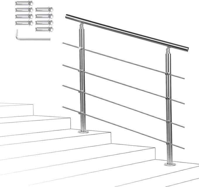 Trapleuning Roestvrij Staal - Handgreep Trap - Veilig Traplopen - Verstelbare Hoek - 80 cm - Geborsteld