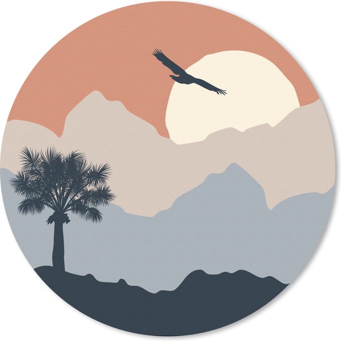 Muismat rond 20x20 cm - Mousepad Pastel - Zon - Palm - Ronde muismatten