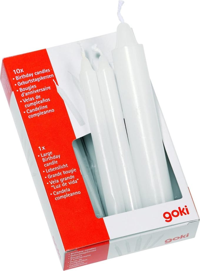 Goki 11 Verjaardagskaarsen: Wit 10-12 Cm
