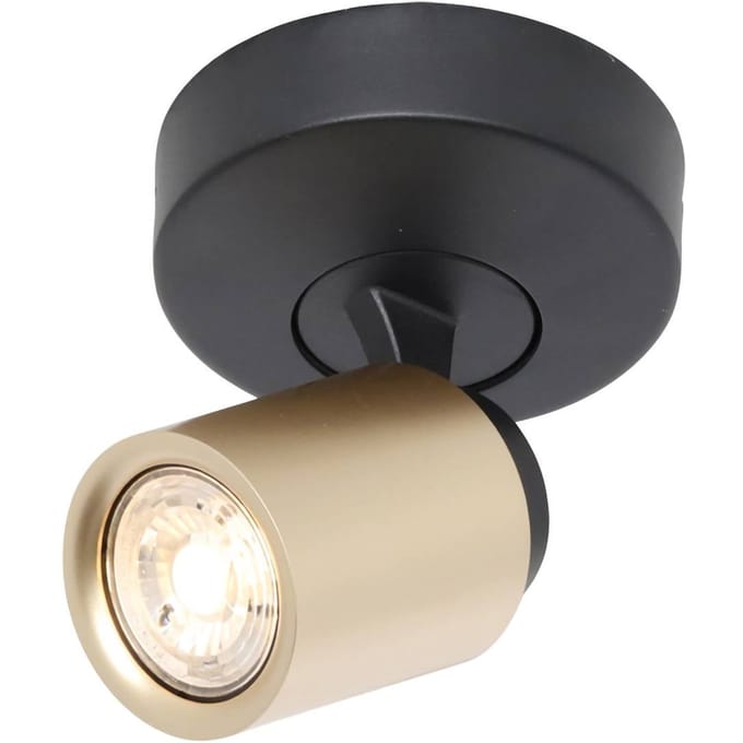Freelight Razza plafondspot, zwart/goud, Ø 13 cm, metaal