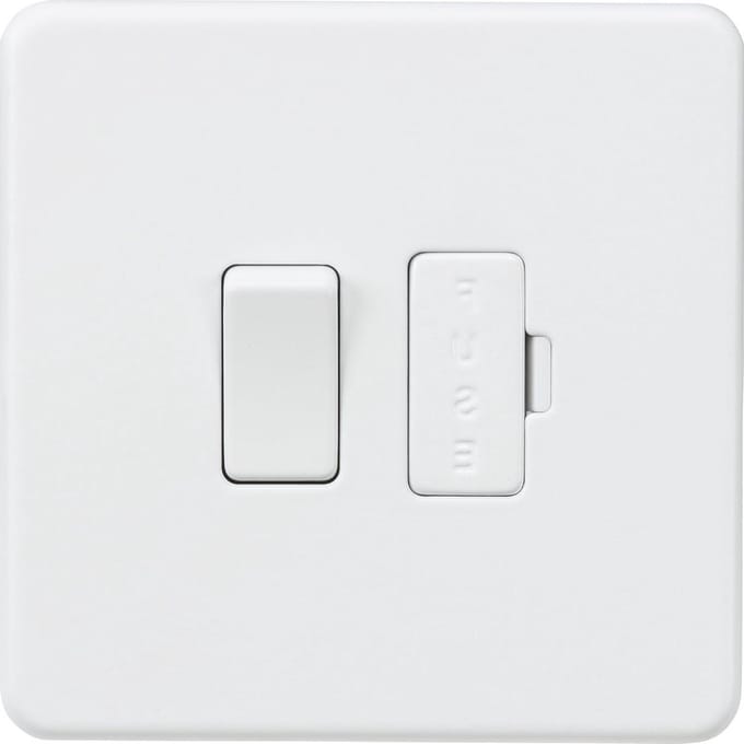 Schakelde Spoor Unit - Gefuseerde Unit - Apparaten Isoleren - Schroefloos Ontwerp - 13A - Mat Wit
