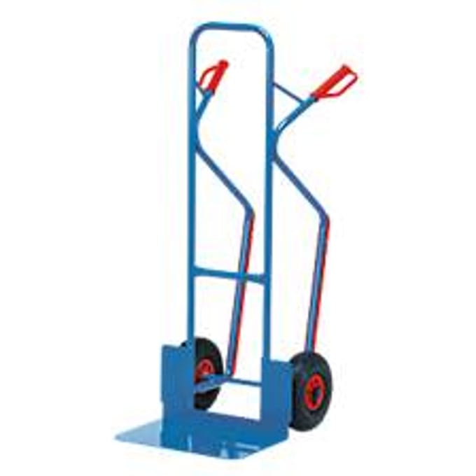 Steekwagen met groot laadvlak, banden van massief rubber