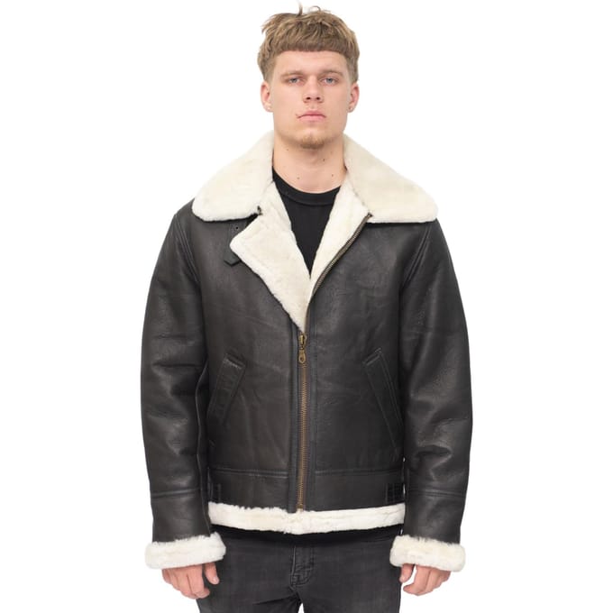 Heren B3 Aviator echt schapenvachtleer vliegend jack-Oxford