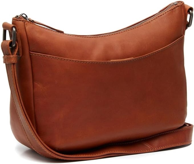 Leren Schoudertas Cognac voor Dames en Heren, Verstelbare Band