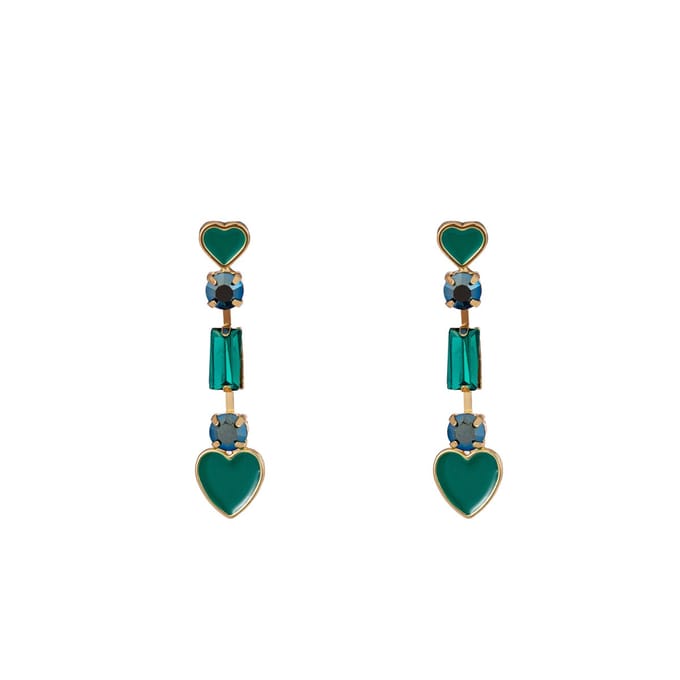 Go Dutch Label Oorknoppen heart drop stone Groen