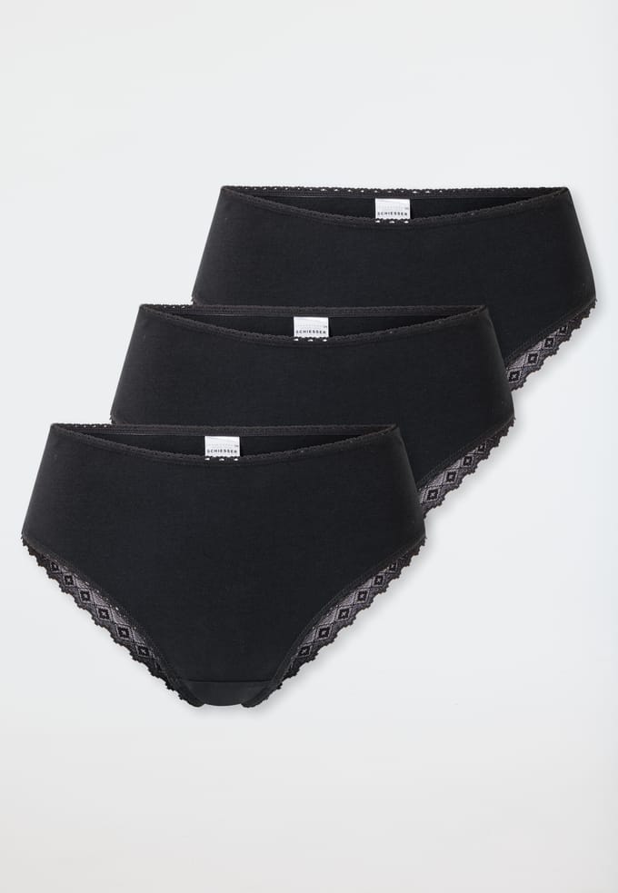 Schiesser 3 PACK Brazilian Modern Multipacks Dames Onderbroek - zwart