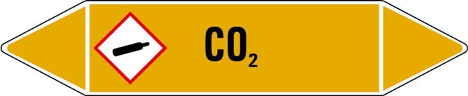 CO2 leidingmarkering op vel 179 x 37 mm - 5 per vel