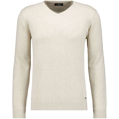 Ragman Trui Knit Pullover V-Neck Ricecorn Look Ecru / male
