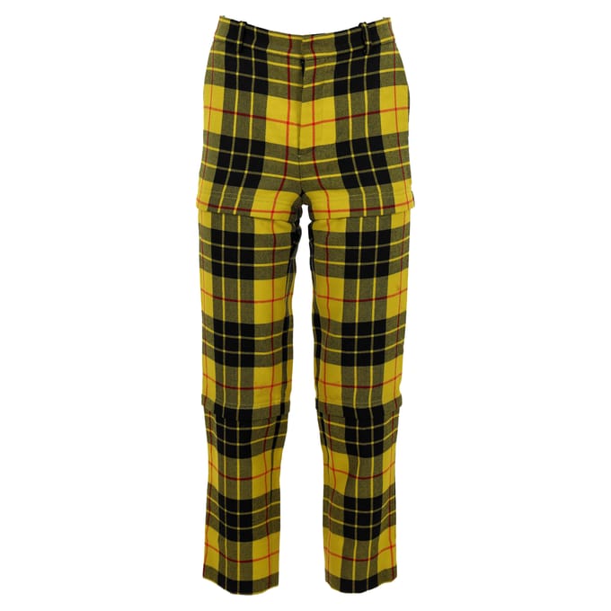 Balenciaga Tartan wollen rechte broek in gele wol