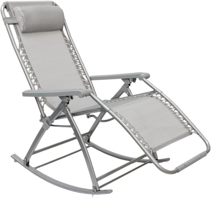 Inklapbare schommelstoel met verstelbare ligfunctie - Perfect voor tuin, balkon en camping