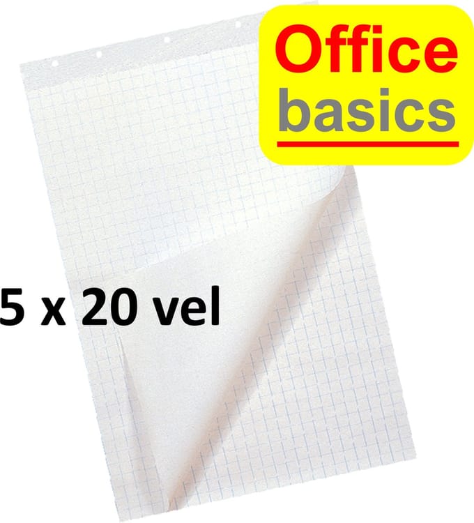 5 x Flipoverpapier Office Basics - 65x98cm - 5 blokken van 20vel opgerold