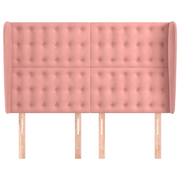 vidaXL - Hoofdbord - met - randen - 147x23x118/128 - cm - fluweel - roze