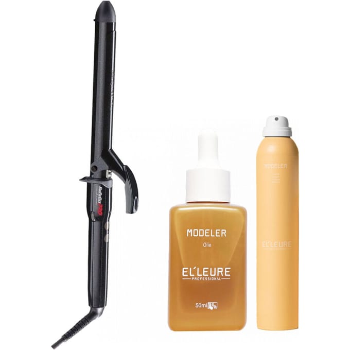 Babyliss PRO Krultang extra lang 25mm + Elleure Modeler Haarlak 300ml + Olie 50ml