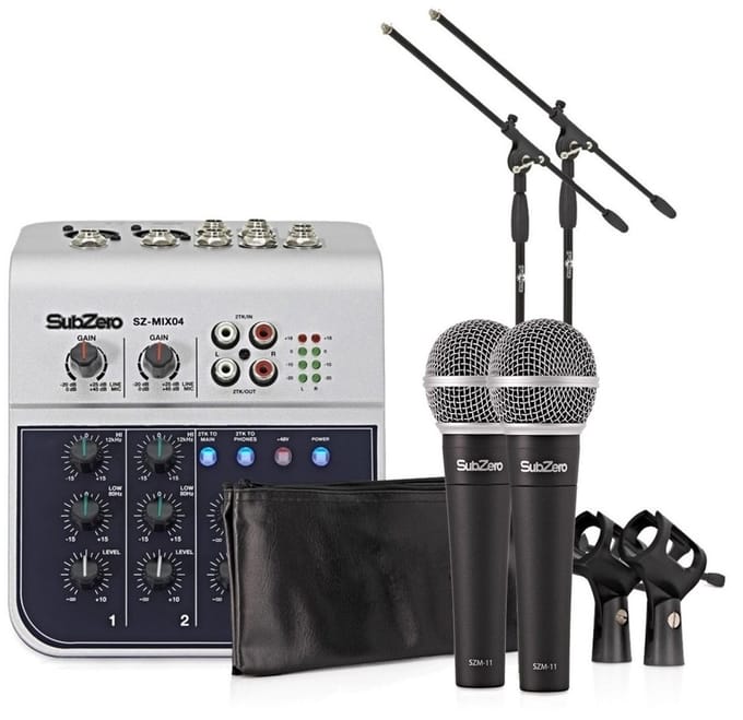 SubZero 4-kanalen Mini Mixer en Microfoon Pakket