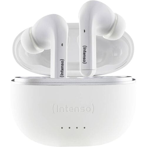 Intenso T302A In Ear headset Bluetooth Stereo Wit Noise Cancelling Indicator voor batterijstatus, Headset, Oplaadbox, Touchbesturing
