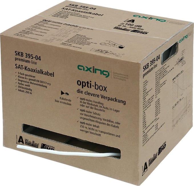 Axing SKB 395-04 Coaxkabel Buitendiameter: 6.8 mm 75 Ω 100 dB Wit per meter