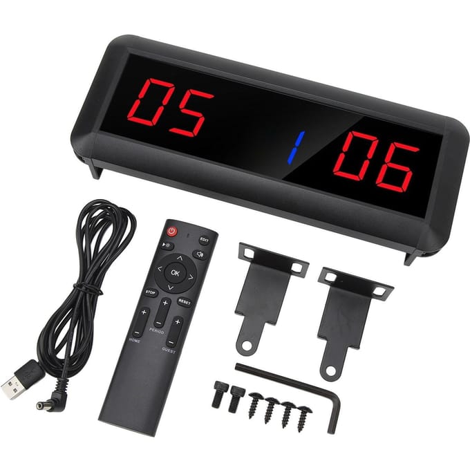 Digitaal Scorebord met Afstandsbediening LED Draagbaar Tafelmodel Elektronische Scoreteller voor Badminton black