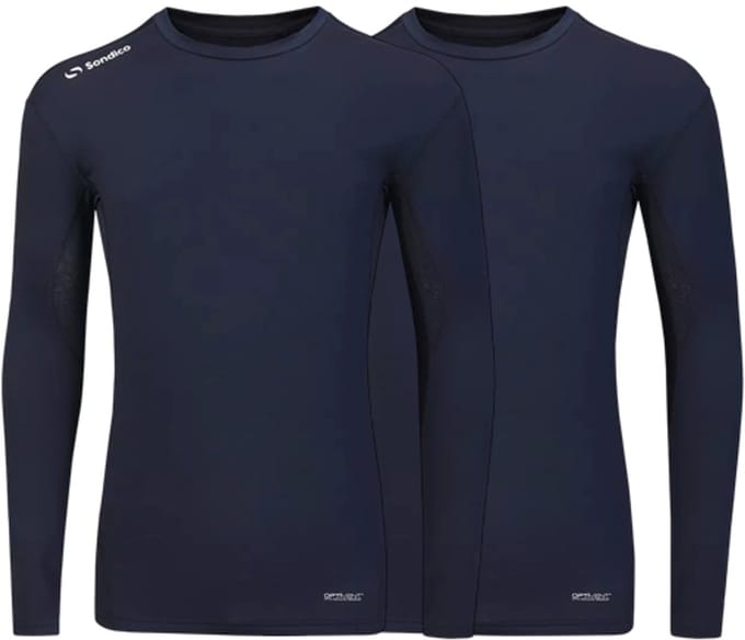 2-Pack Sondico compressie lange mouw sportshirt - heren - Navy - maat S