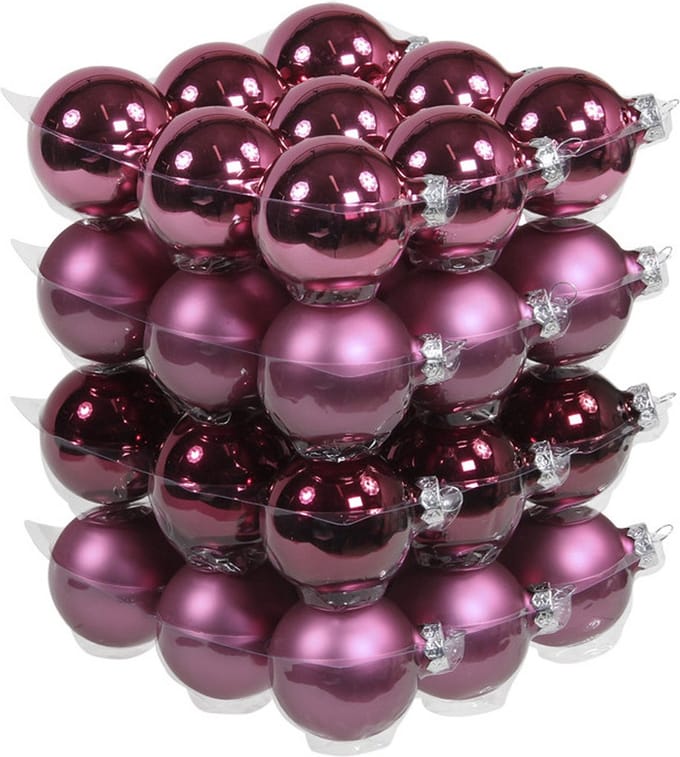 Othmar Decorations kerstballen - 36x st - cherry roze - D6 cm - glas - kerstversiering