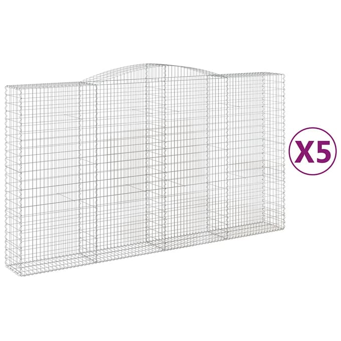 vidaXL - Schanskorven - 5 - st - gewelfd - 400x50x220/240 - cm - ijzer