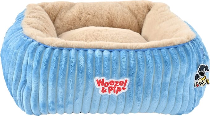Woezel & Pip divan corduroy vierkant blauw 40cm