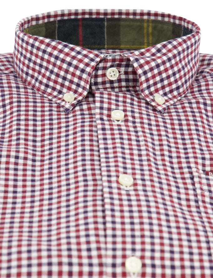 Barbour overhemd rood geruit katoen slim fit