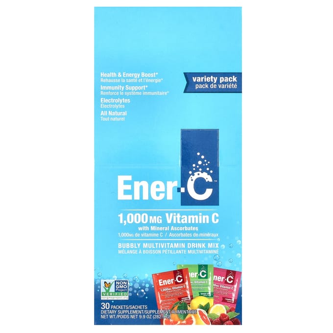 Ener-C, Bruisend Multivitamine Drankmix, Variëteitenpakket, 1.000 mg, 30 Sachets, 282,9 g (9,9 oz)