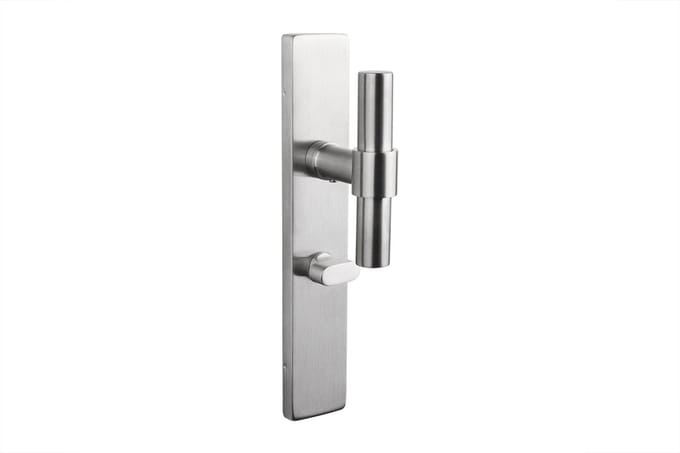 Lavuzo deurkruk Pesaro RVS met rechthoekig schild WC63/8 badkamersluiting | Per set