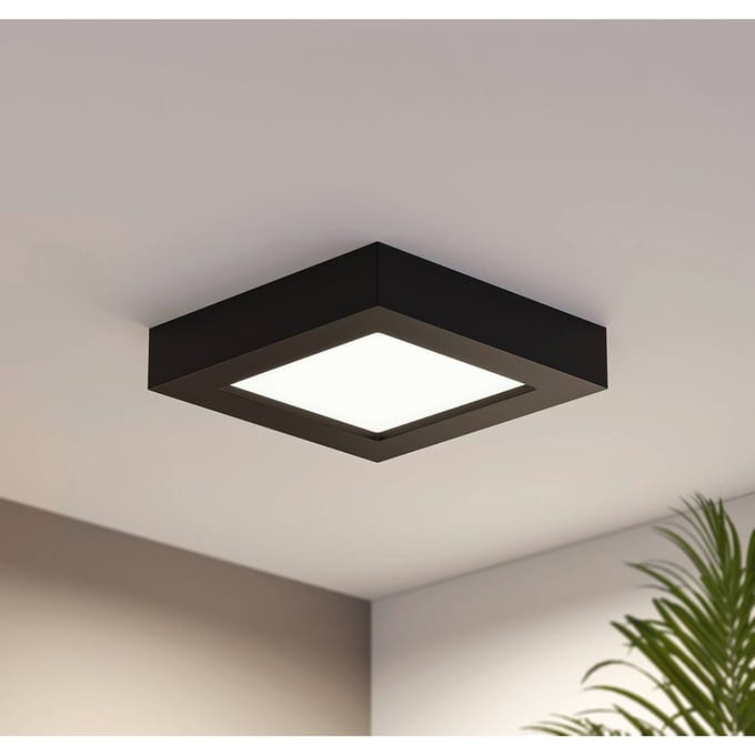 PRIOS - LED plafondlamp - CCT - 1licht - Polycarbonaat, aluminium - H: 3.45 cm - zwart, wit - Inclusief lichtbron