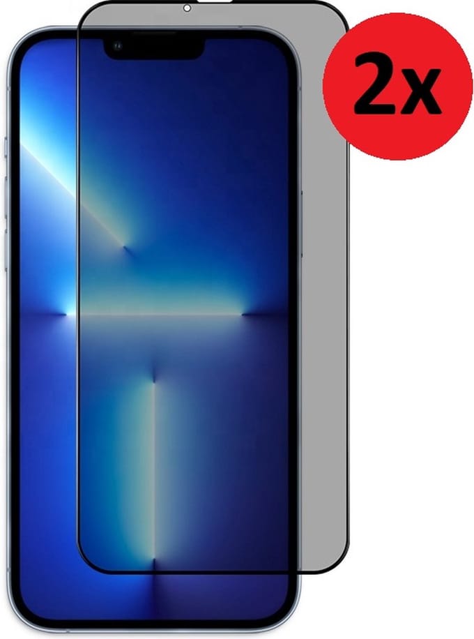 MoDo screenprotector Geschikt voor iPhone 14 Pro Max - Privacy glas - 2 stuks