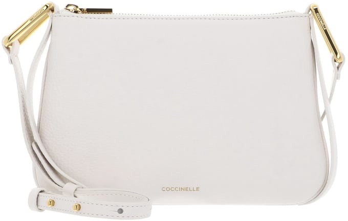 COCCINELLE Leren Schoudertas Magie Mini Bag Grained Leather Blanco Crème