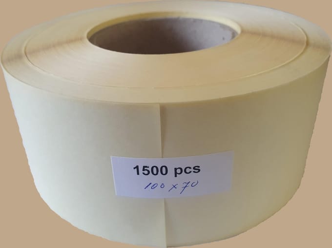 Blanco etiketten op rol - 100 x 70 mm rechthoek - mat wit papier