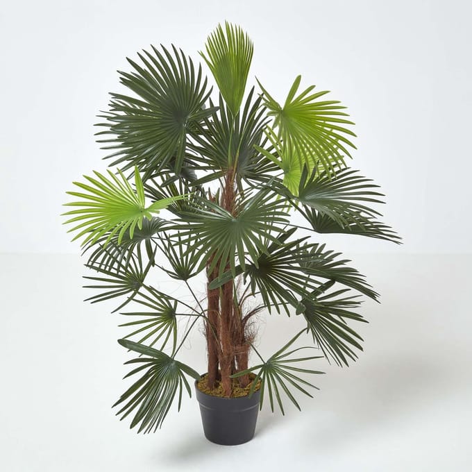 Homescapes kunstboom groen 'Rhapis kunstpalm', 90 cm