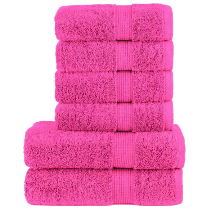 vidaXL - 6-delige - Handdoekenset - SOLUND - 600 - g/m² - roze