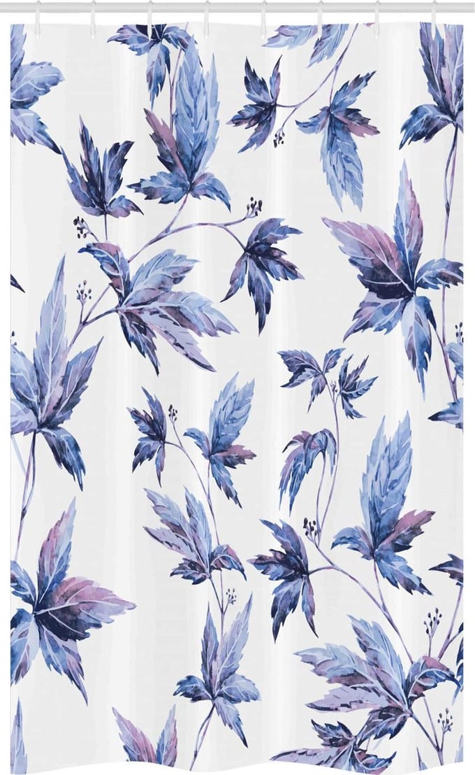 ABAKUHAUS Indigo Douchegordijn – Bomen Bladeren, 120x180 cm
