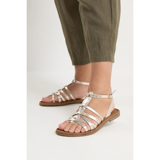 Yours Goudkleurige Imitatieleren Gladiatorsandalen In Extra Brede Epasvormsize 37EEE