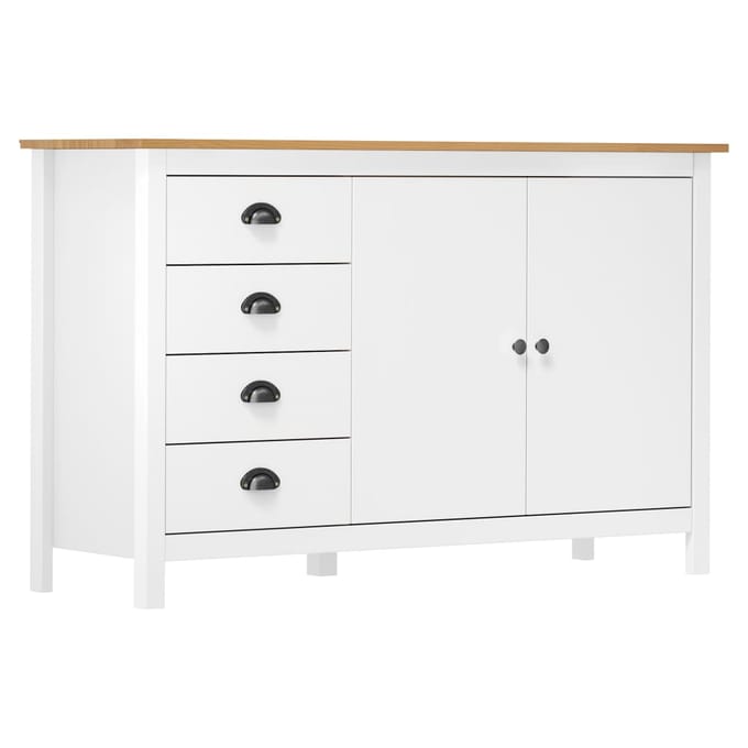 vidaXL - Dressoir - Hill - 130x40x80 - cm - massief - grenenhout - wit