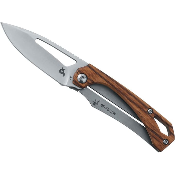 Black fox racli framelock zebrawood