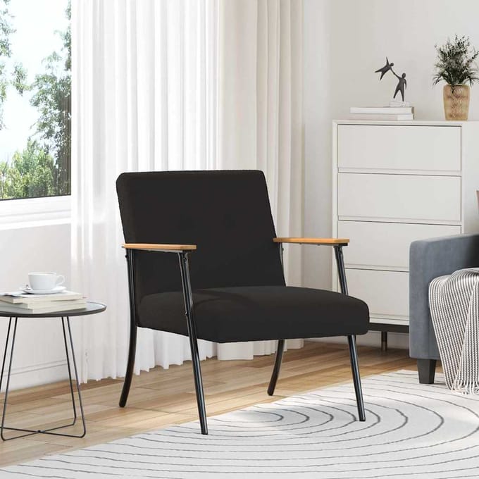 vidaXL - Fauteuil - Zwart - Kratig - Wolachtig - Stof